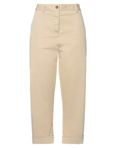 Shop Brag-wette Woman Cropped Pants Sand Size 8 Cotton, Elastane In Beige