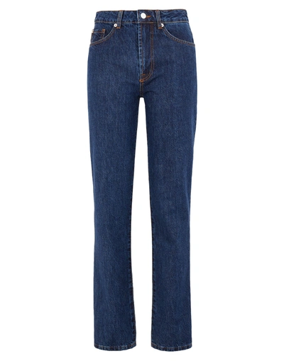 Shop 8 By Yoox Organic Cotton Straight Cut Jean Woman Jeans Blue Size 30 Organic Cotton