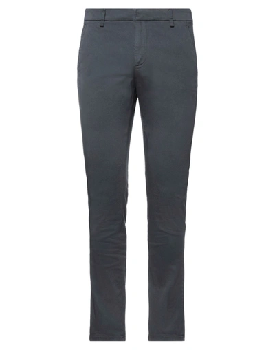 Shop Dondup Man Pants Lead Size 32 Cotton, Elastane In Grey