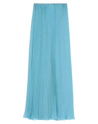 Shop Alberta Ferretti Woman Maxi Skirt Turquoise Size 8 Polyester, Silk In Blue