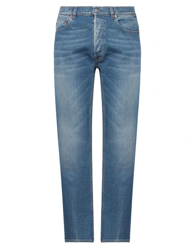 Shop Valentino Garavani Man Jeans Blue Size 30 Cotton, Elastane, Bovine Leather