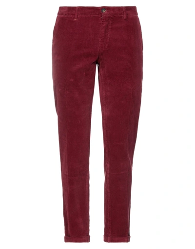 Shop Re-hash Re_hash Man Pants Burgundy Size 35 Cotton, Elastane In Red