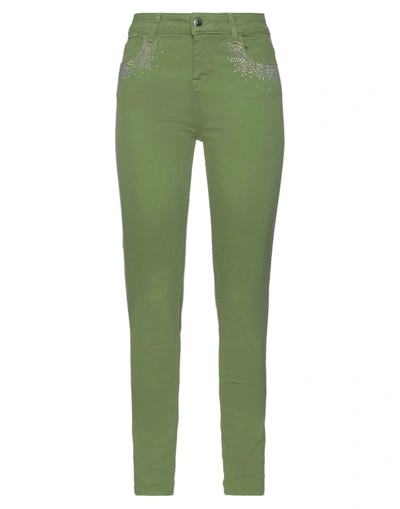 Shop Blugirl Blumarine Woman Jeans Green Size 4 Cotton, Elastomultiester, Elastane