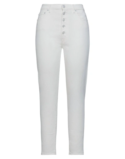 Shop People (+)  Woman Jeans Ivory Size 26 Cotton, Elastomultiester, Elastane In White