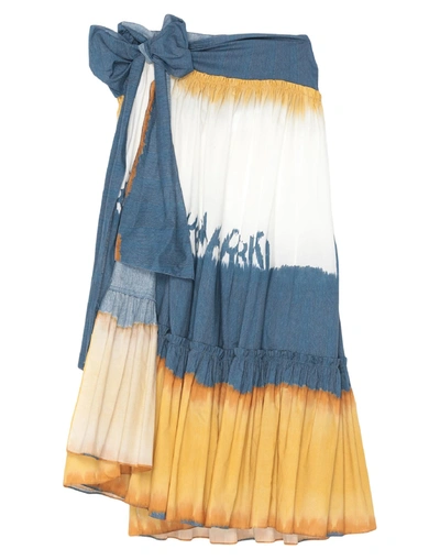 Shop Alberta Ferretti Woman Midi Skirt Ocher Size 8 Cotton In Yellow