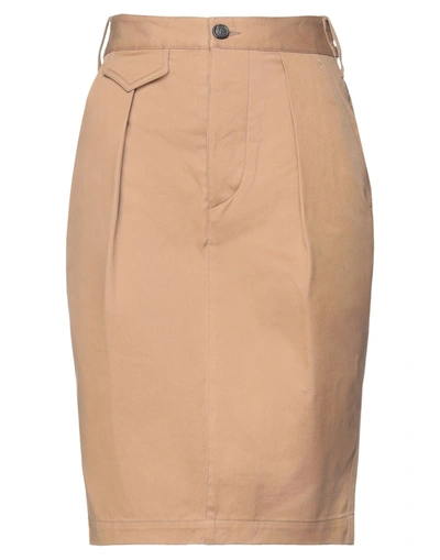Shop Dsquared2 Woman Mini Skirt Camel Size 6 Cotton, Elastane In Beige