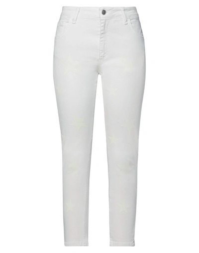Shop One Woman Pants White Size 32 Cotton, Elastane