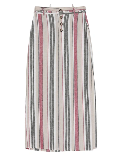 Shop Angela Mele Milano Woman Midi Skirt Beige Size 6 Viscose, Linen