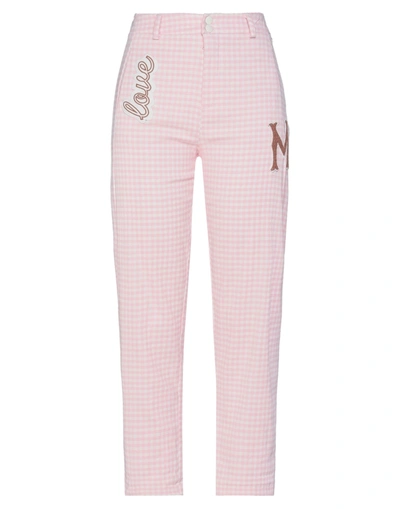 Shop Souvenir Woman Pants Pink Size M Cotton, Polyester, Elastane
