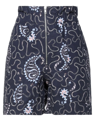 Isabel Marant Étoile Abstract-print Cotton Short In Dark Blue