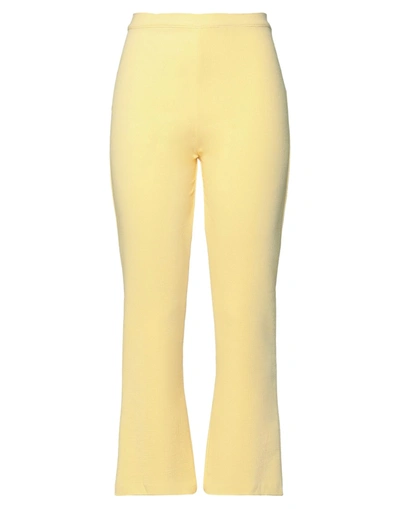 Shop Akep Woman Pants Yellow Size 10 Polyester, Elastane