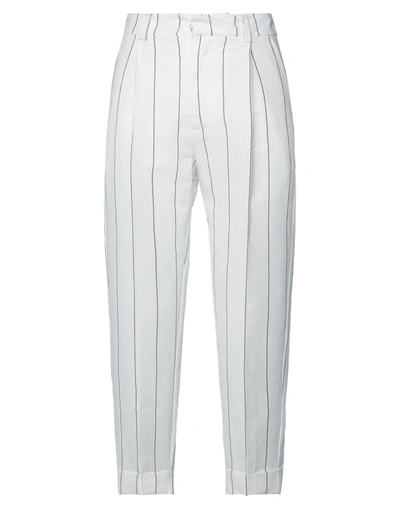 Shop Brian Dales Man Pants White Size 36 Linen, Cotton