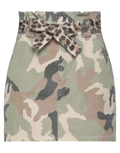 Shop Vicolo Woman Mini Skirt Military Green Size Xs Cotton