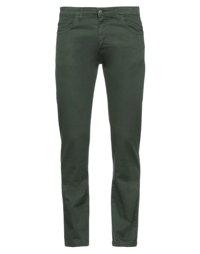 Shop Les Copains Man Pants Military Green Size 36 Cotton, Elastane
