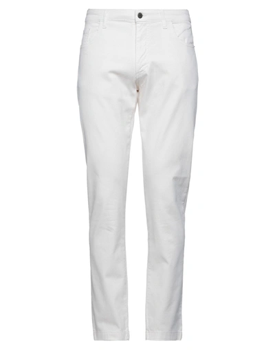 Shop Les Copains Man Pants Ivory Size 36 Cotton, Elastane In White