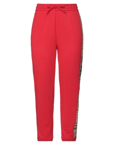 Shop Burberry Pants In Red