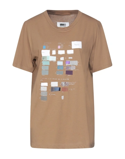 Shop Mm6 Maison Margiela T-shirts In Camel
