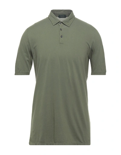 Shop Zanone Man Polo Shirt Military Green Size 40 Cotton