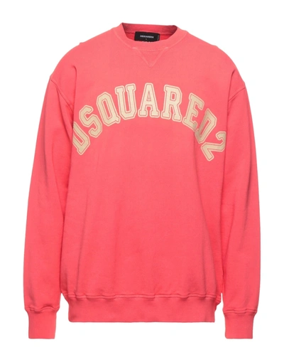 Shop Dsquared2 Man Sweatshirt Coral Size S Cotton, Elastane In Red