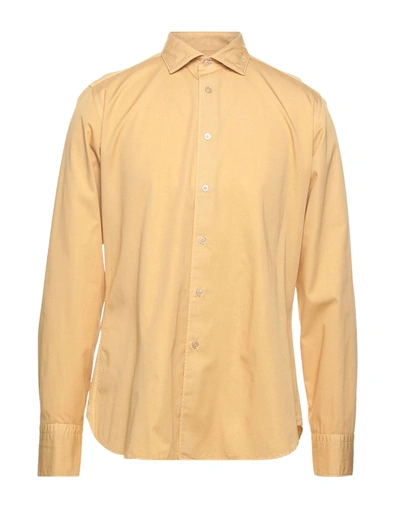 Shop Alex Doriani Man Shirt Apricot Size 16 ½ Cotton In Orange