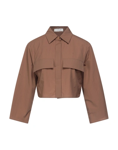 Shop Aeron Woman Shirt Brown Size 8 Nylon, Cotton, Polyurethane