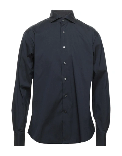 Shop Alessandro Gherardi Man Shirt Midnight Blue Size 15 ½ Cotton, Polyamide, Elastane