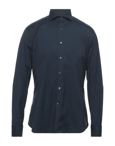 Shop Alessandro Gherardi Man Shirt Midnight Blue Size 15 ¾ Cotton, Polyamide, Elastane