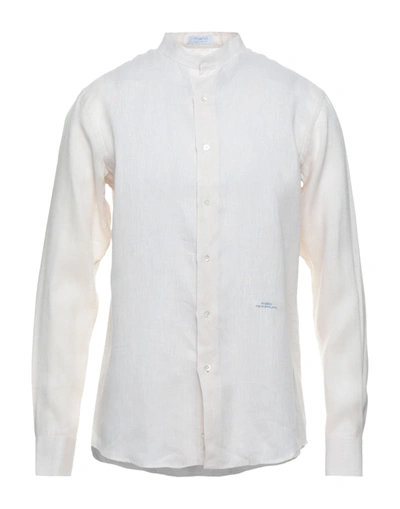 Shop Malo Man Shirt Ivory Size 15 ¾ Linen In White