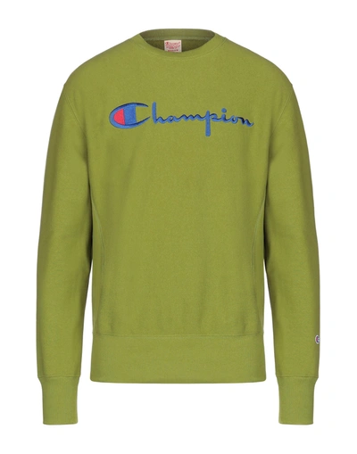 Shop Champion Reverse Weave Crewneck Sweatshirt Man Sweatshirt Military Green Size S Cotton, Polyester