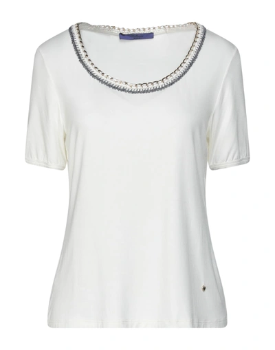 Blue Les Copains T-shirts In White