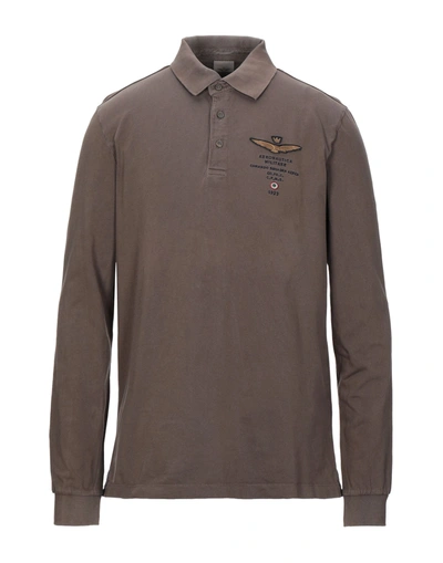 Shop Aeronautica Militare Man Polo Shirt Brown Size S Cotton