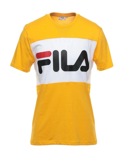 Shop Fila Man T-shirt Yellow Size M Cotton