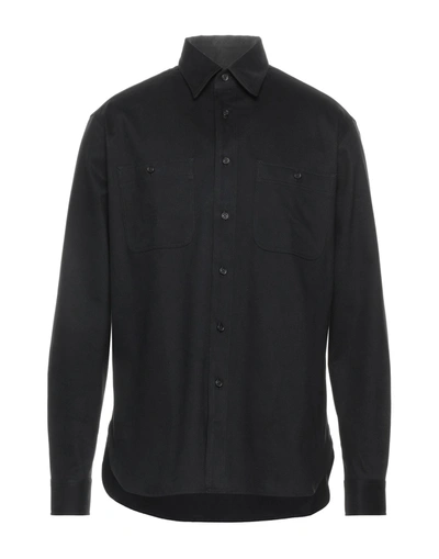 Shop Dunhill Man Shirt Black Size Xl Cotton, Cashmere, Elastane, Wool
