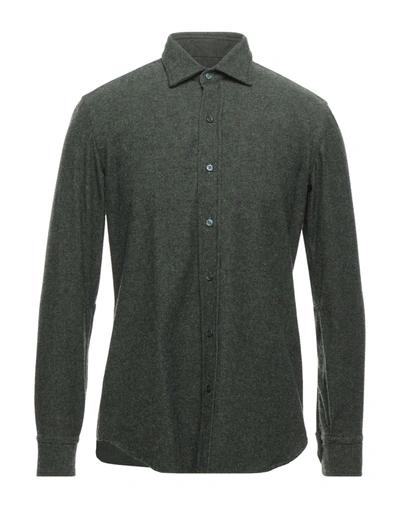 Shop Salvatore Piccolo Man Shirt Green Size S Wool, Lycra