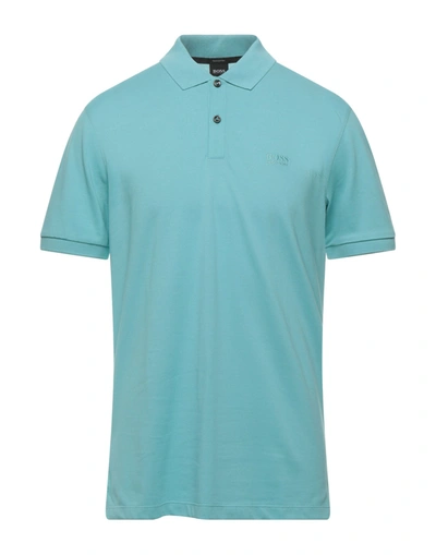 Shop Hugo Boss Polo Shirts In Turquoise