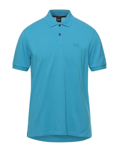 Shop Hugo Boss Polo Shirts In Azure