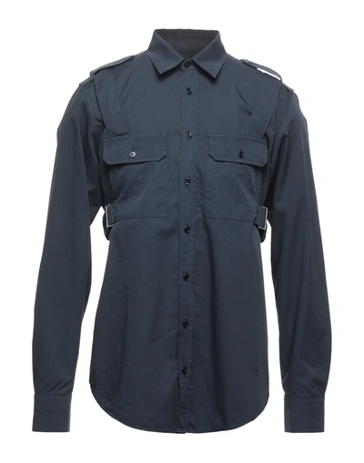 Shop Helmut Lang Man Shirt Midnight Blue Size L Cotton