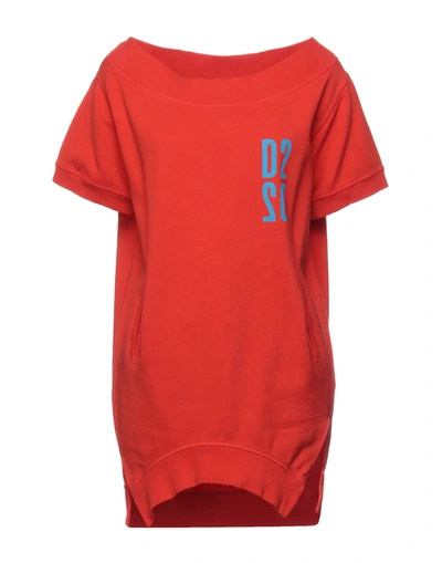 Shop Dsquared2 Woman Sweatshirt Red Size Xs Cotton, Elastane In Orange