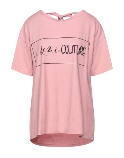 Shop Semicouture Woman T-shirt Pink Size Xs Cotton