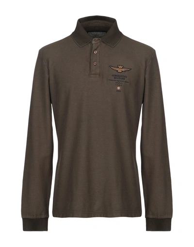 Shop Aeronautica Militare Man Polo Shirt Military Green Size S Cotton