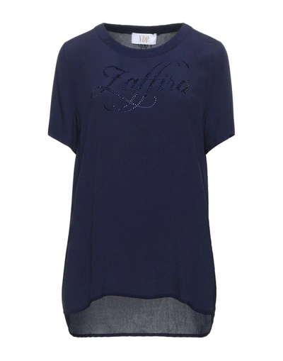 Shop Vdp Collection Woman Top Midnight Blue Size 6 Acetate, Silk