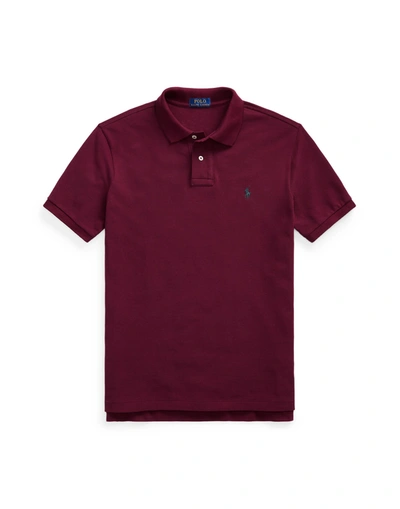 Shop Polo Ralph Lauren Custom Slim Fit Mesh Polo Man Polo Shirt Burgundy Size S Cotton In Red