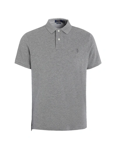 Shop Polo Ralph Lauren Custom Slim Fit Mesh Polo Man Polo Shirt Lead Size L Cotton In Grey