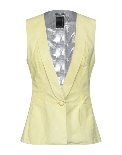 Shop Premiata Woman Tailored Vest Yellow Size 8 Ovine Leather