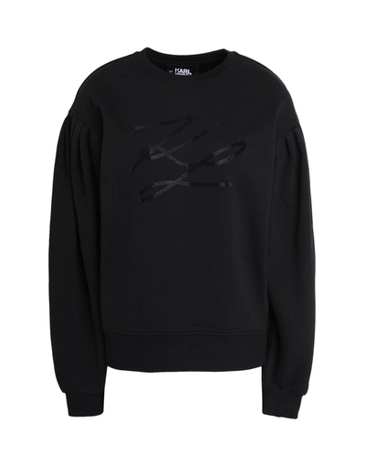 Shop Karl Lagerfeld Puffy Sleeve Kl Sweatshirt Woman Sweatshirt Black Size M Cotton, Polyester