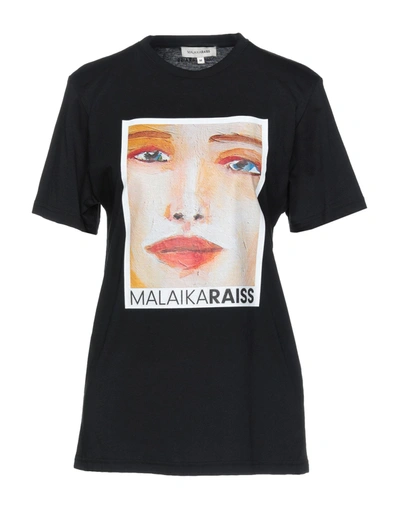 Shop Malaika Raiss Woman T-shirt Black Size L Cotton