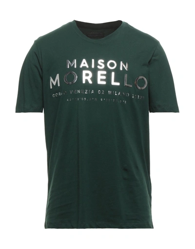 Shop Frankie Morello Man T-shirt Dark Green Size S Cotton