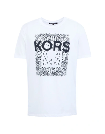 Shop Michael Kors Mens Fd Paisley Block Tee Man T-shirt White Size Xs Cotton