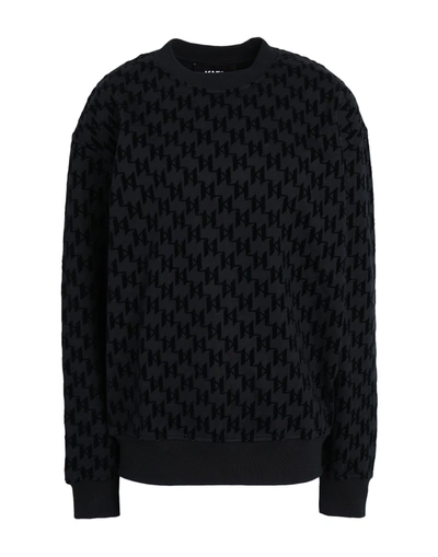 Shop Karl Lagerfeld Unisex Allover Kl Flock Sweat Woman Sweatshirt Black Size M Organic Cotton
