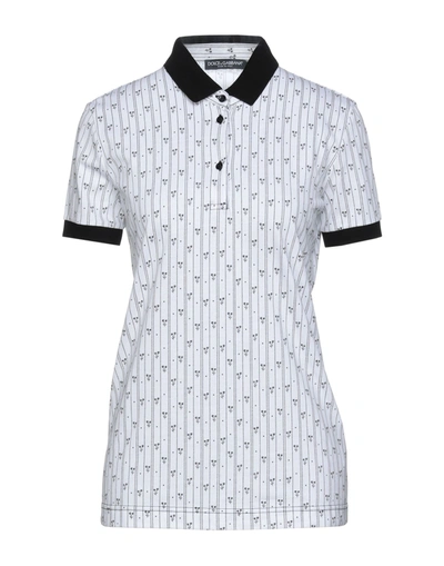 Shop Dolce & Gabbana Woman Polo Shirt White Size 10 Cotton